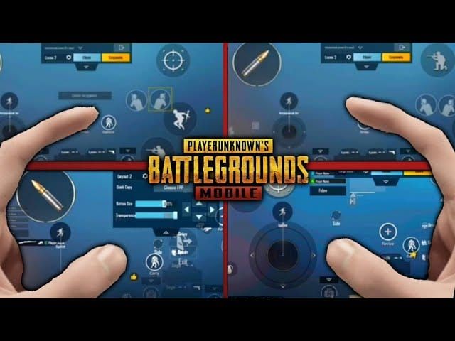 Схема расположения кнопок для 4-пальцевой раскладки в PUBG Mobile