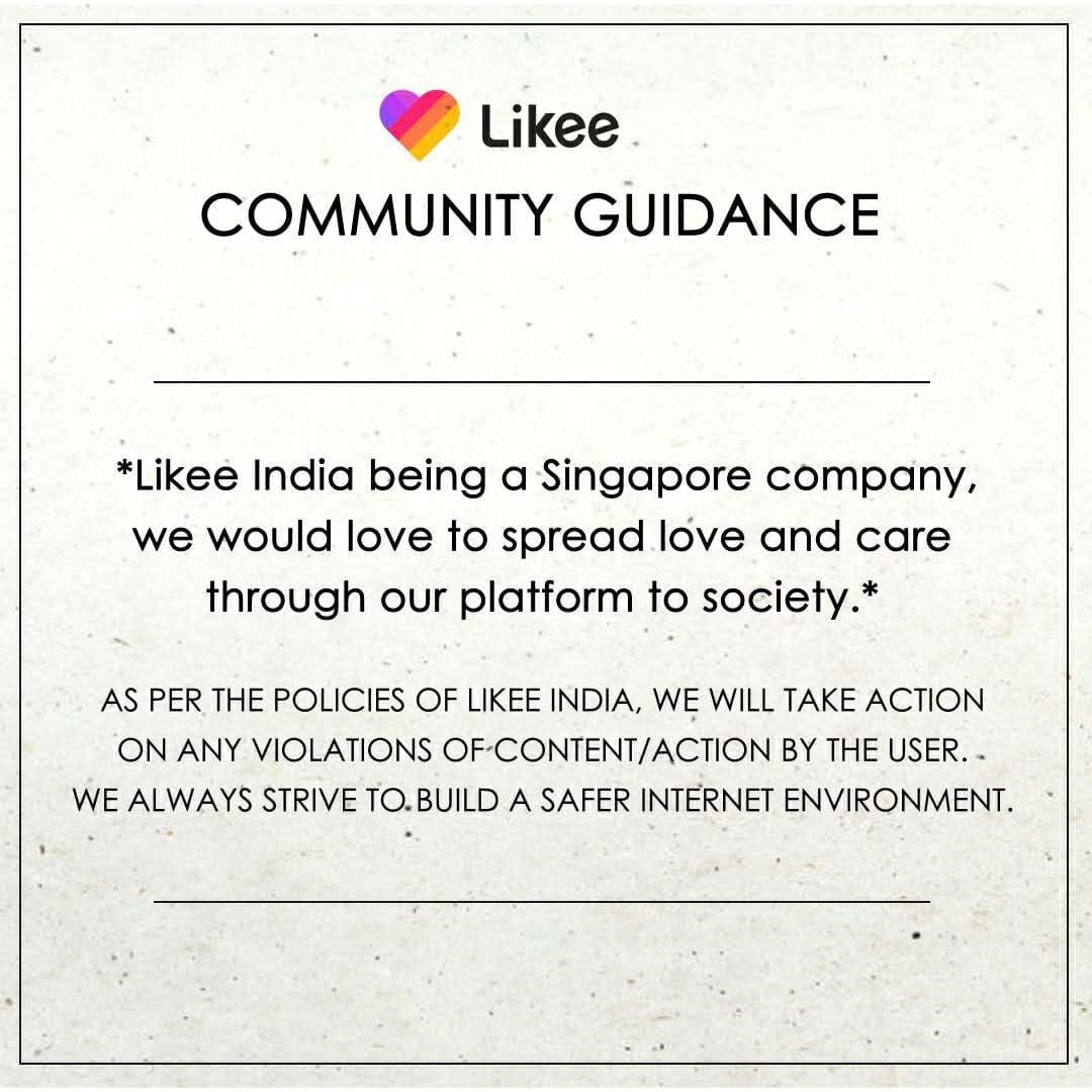 Likee app screenshot displaying community guidelines violations list