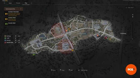 Arena Breakout Farm map with marked high-value loot spawns and extraction points for Master rank
