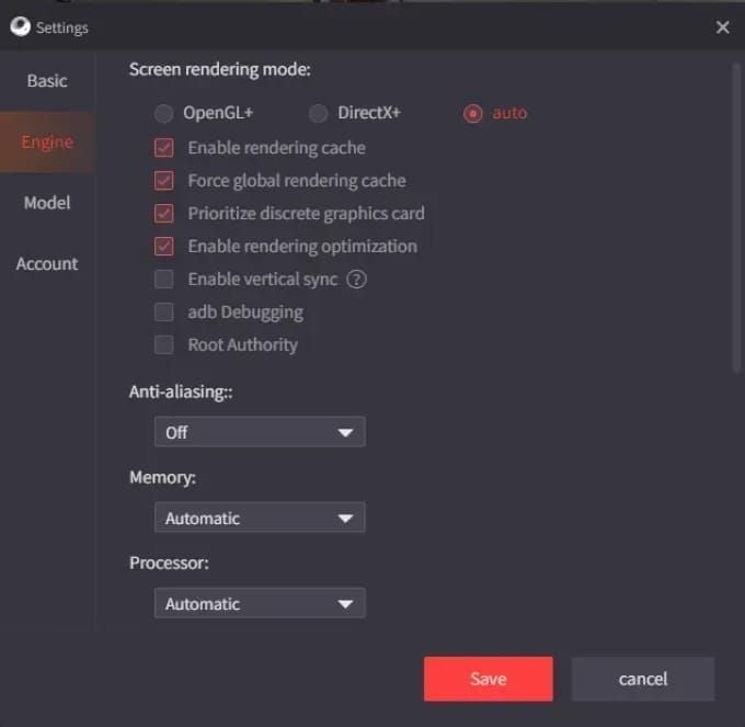 Настройки движка Gameloop для PUBG Mobile