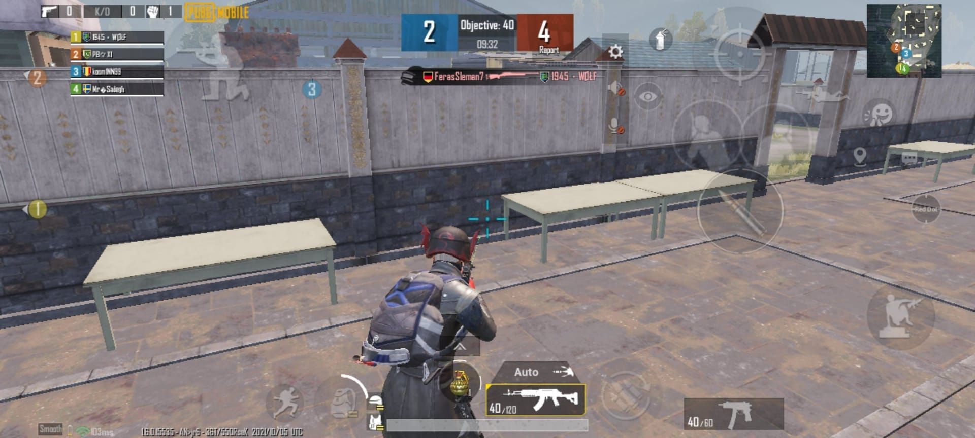 Интерфейс лобби PUBG Mobile с индикатором пинга в правом верхнем углу