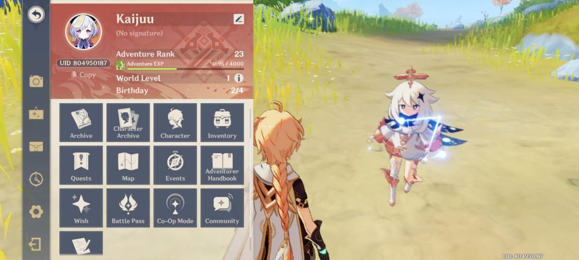 Genshin Impact friends and co-op interface menu screenshot