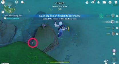 Genshin Impact Temari challenge distance indicator screenshot