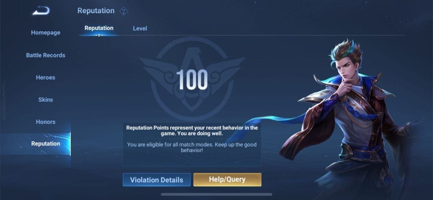 Comparison chart of Honor of Kings reputation levels and unlocked features