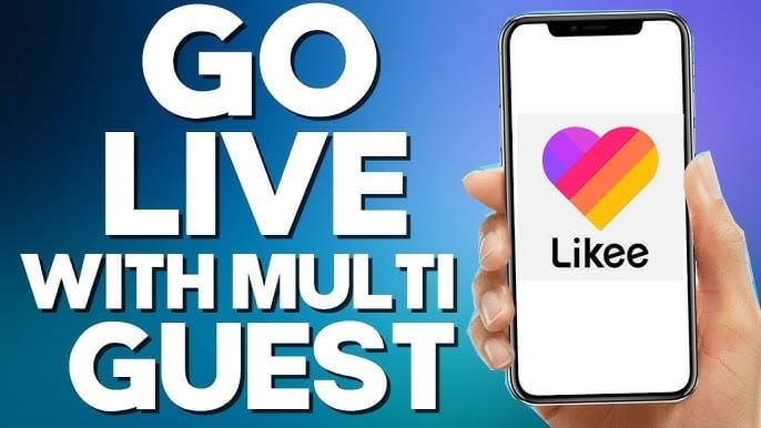 Likee Live Go Live menu interface with Multi-Guest Audio Room seat options (4, 6, 9, 12 seats) for hosting setup