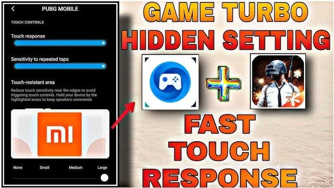 Настройка слайдеров тача в Game Turbo PUBG Mobile на 100% для снижения задержки