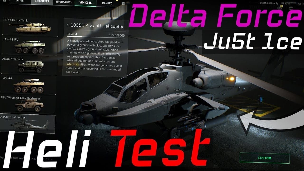 Delta Force Havoc Warfare attack chopper sensitivity settings interface with optimal values for dodging AA missiles