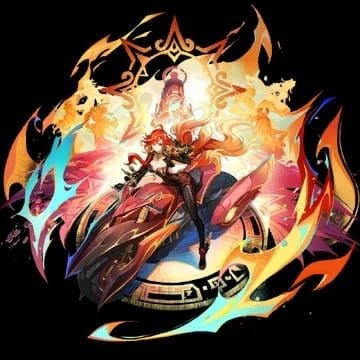 Genshin Impact screenshot of Mavuika on Flamestrider motorcycle performing wall climb, water traversal, or midair flight