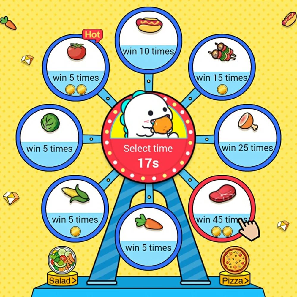 لقطة شاشة عجلة الروليت في لعبة Greedy على Bigo مع خيارات الرهان