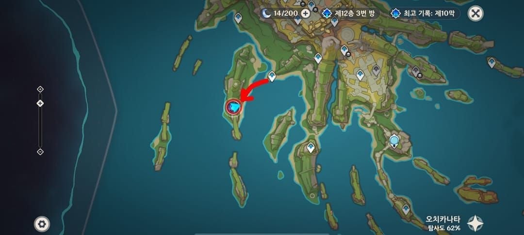 원신 나타 지역 지령 감실 6곳 위치 표시 지도