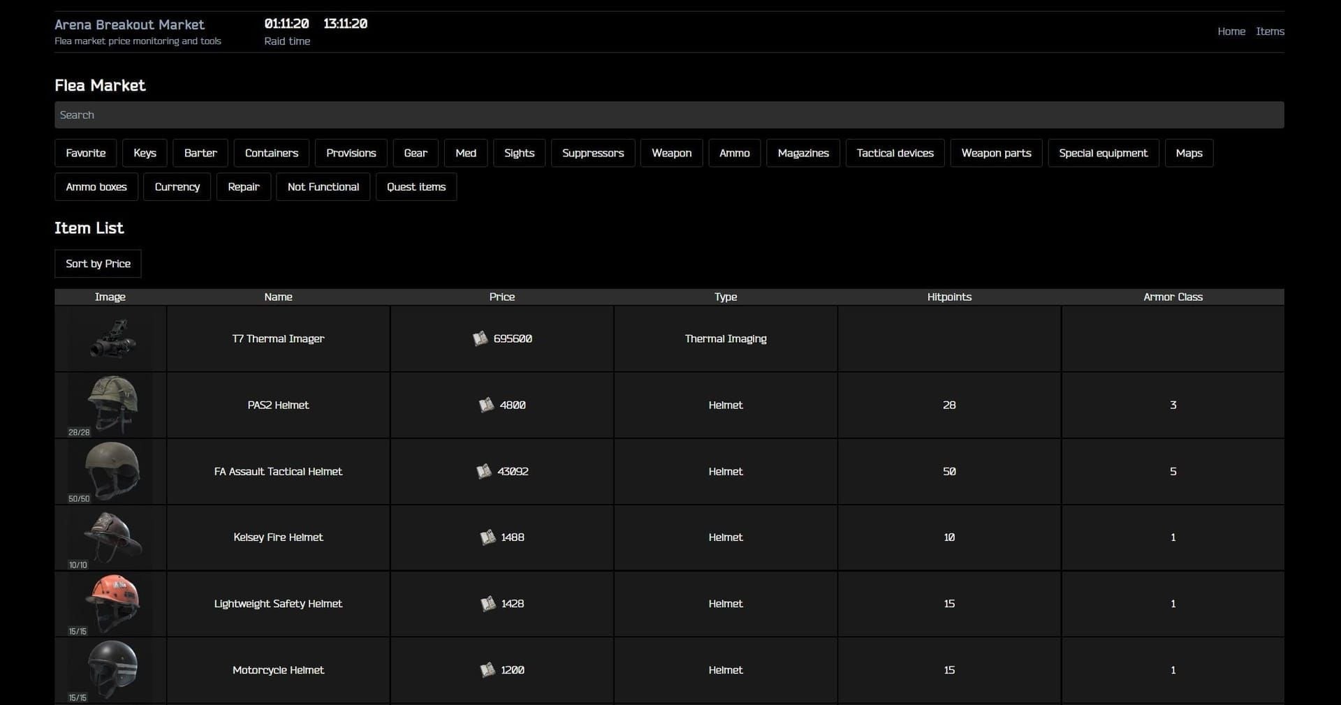 Arena Breakout Deke Vinson vendor interface with search and purchase options