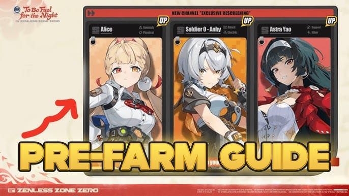Comparison of Zenless Zone Zero characters Alice, Soldier 0 Anby, and Astra Yao from Exclusive Rescreening banner