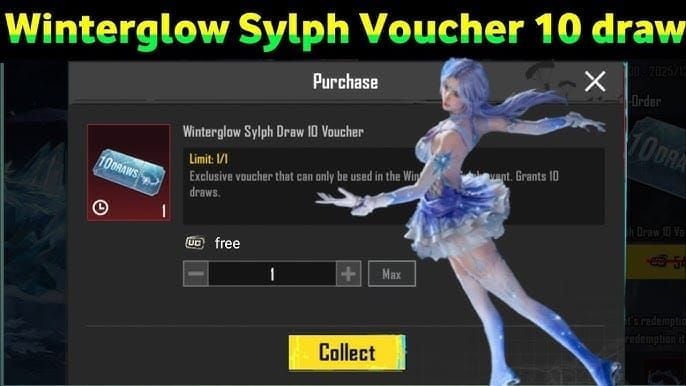 PUBG Mobile Winterglow event lucky draw UI with item pool and spin options