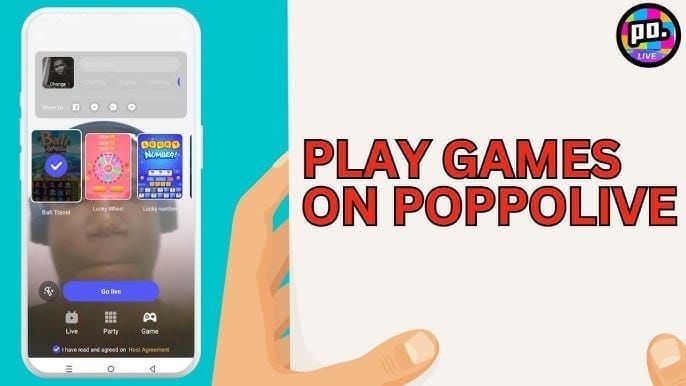 Screenshot of Poppo Live in-game mini-game interface, such as number picking game