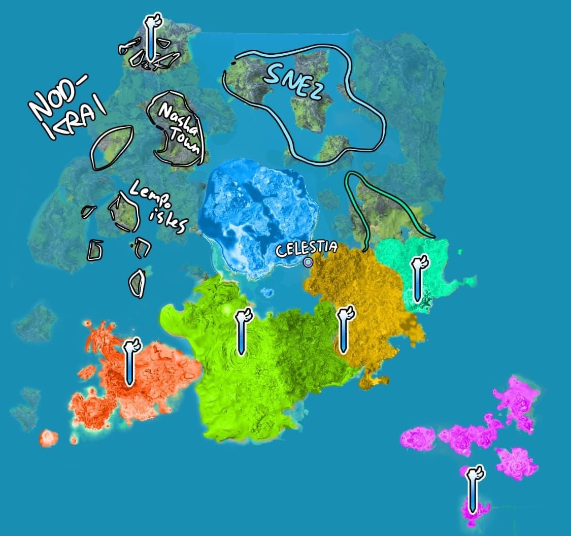 Genshin Impact map of Nod-Krai northern caverns showing Frostnight Herras boss location