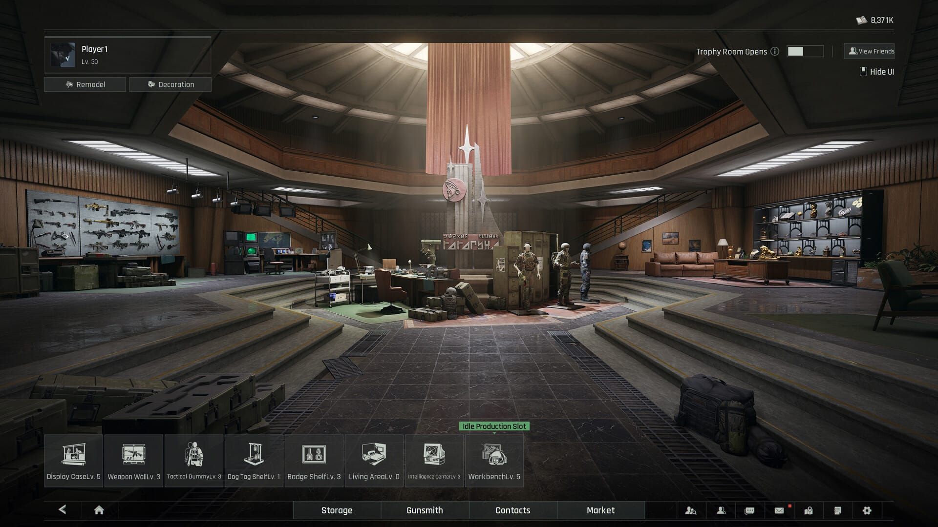Arena Breakout hideout permanent upgrades interface including generator