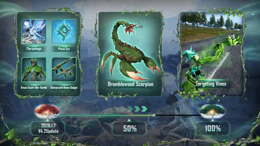 Боевой транспорт Bramblewood Scorpion в PUBG Mobile событии 4.2