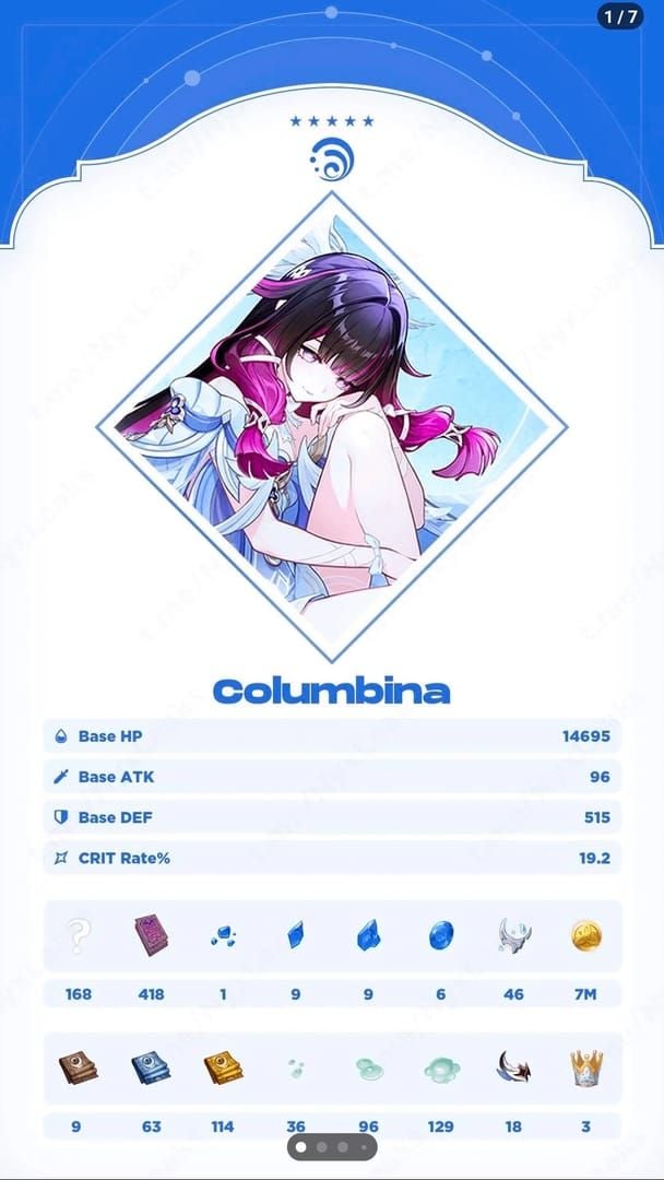 원신 콜롬비나 새벽별과 달의 Aubade 성유물 메인 옵션 가이드