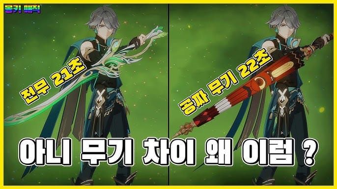 원신 콜롬비나 DPS 비교 차트 - 전무 무기 vs 대체 무기