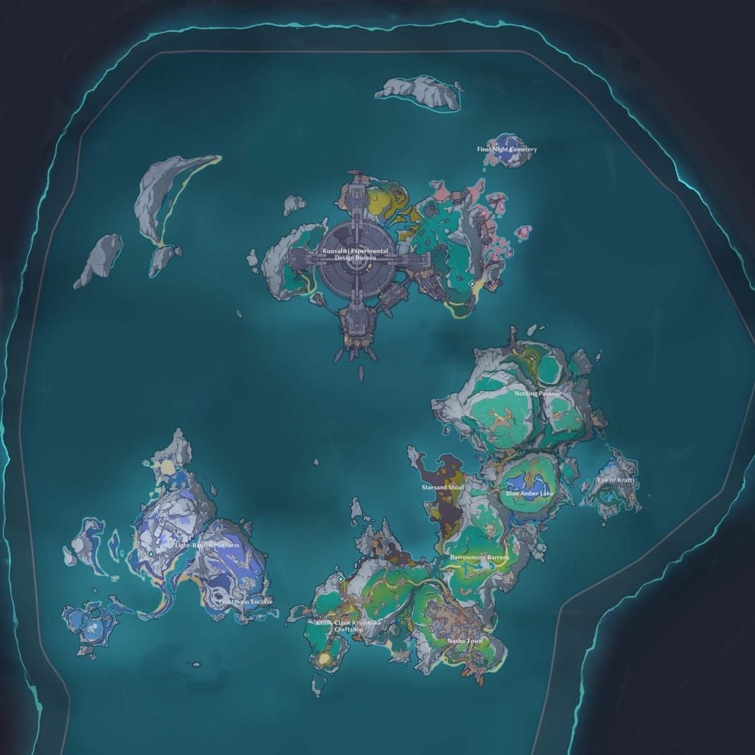 Genshin Impact Nod-Krai map with Winter Icelea locations
