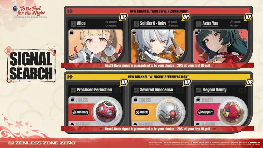 Zenless Zone Zero Exclusive Rescreening S-Rank agents Alice Soldier 0 Anby Astra Yao comparison