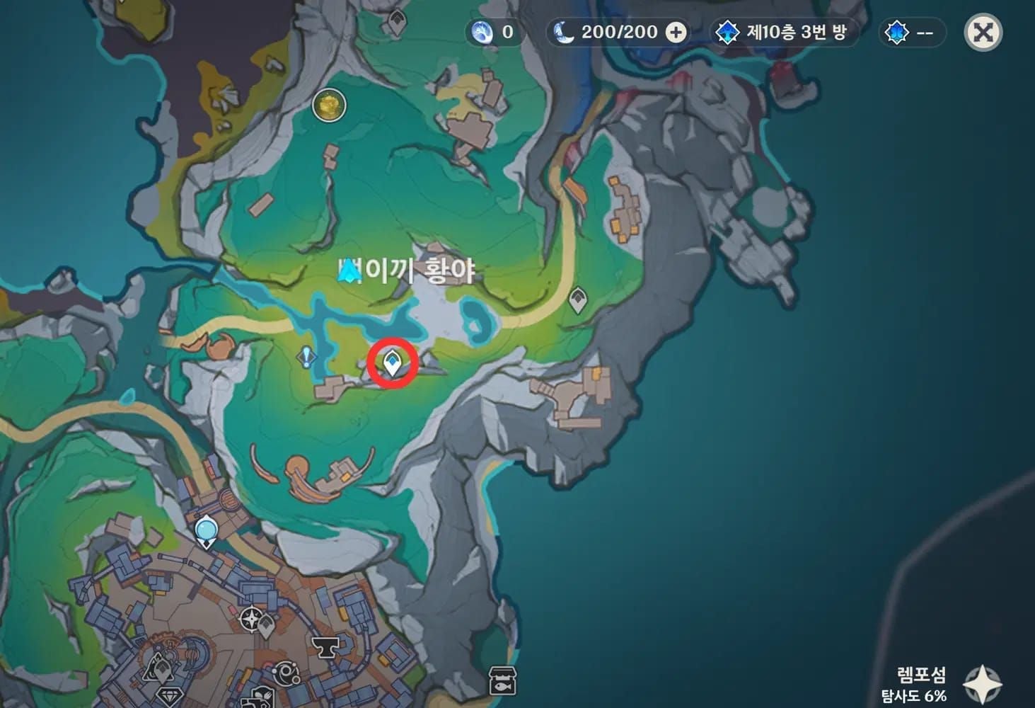 원신 스네즈나야 램포섬 북쪽 얼어붙은 호수 눈 속 보물상자 스크린샷