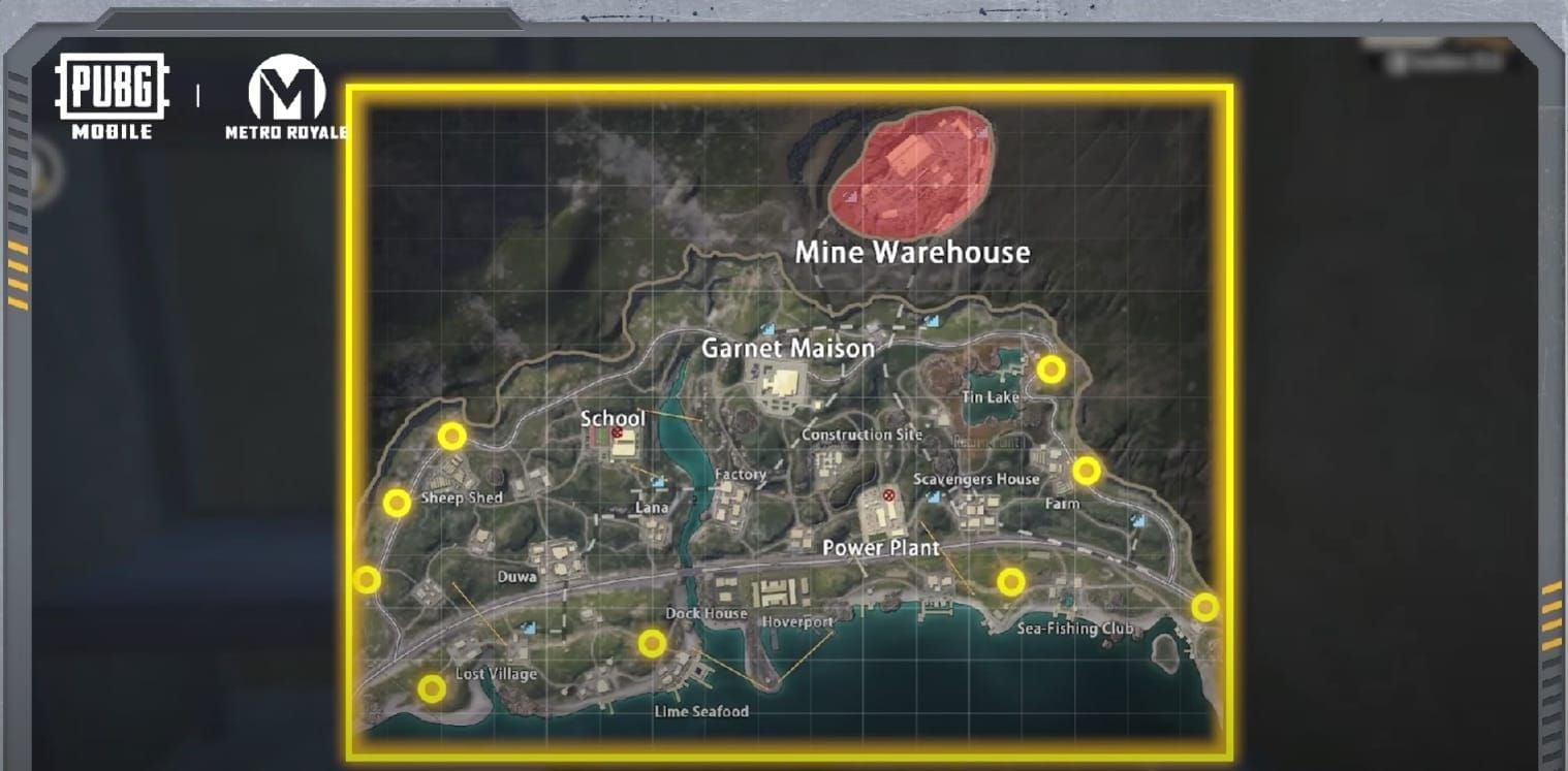 Карта Misty Port PUBG Mobile с маршрутами фарма Особняк Гранат Док