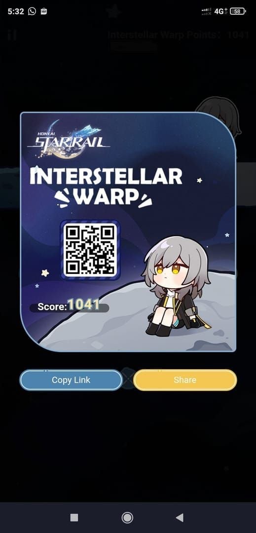 Honkai Star Rail Warp Records tab displaying pull history and pity details