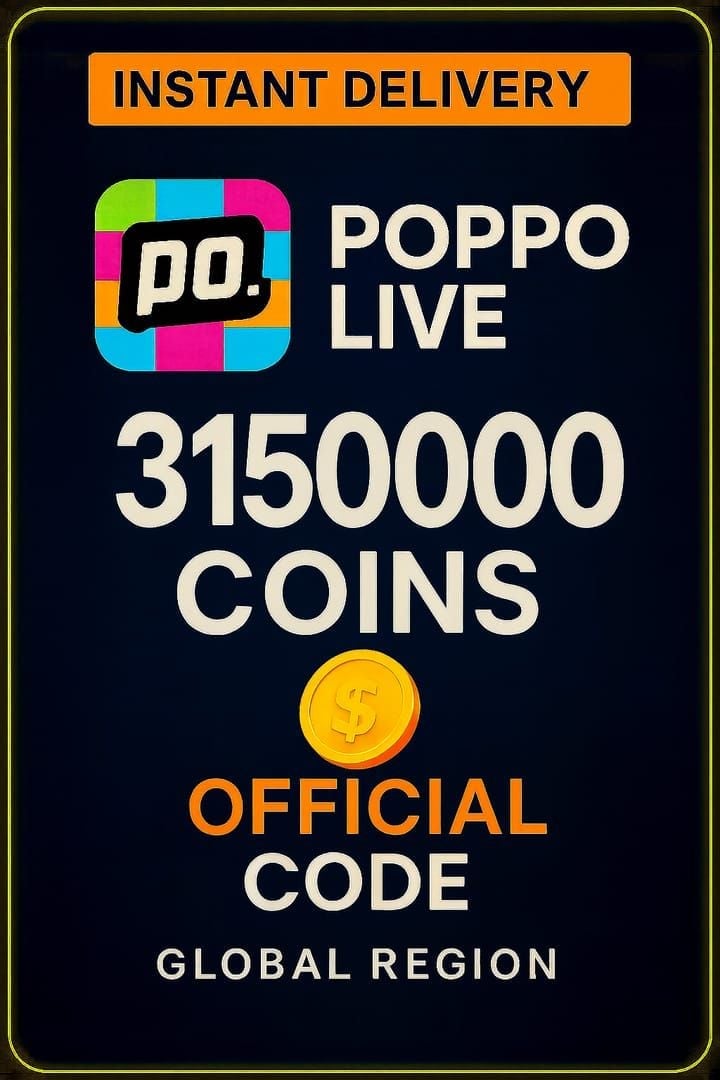 شاشة إضافة رصيد أو Redeem Code في Poppo لإدخال رموز البطاقات