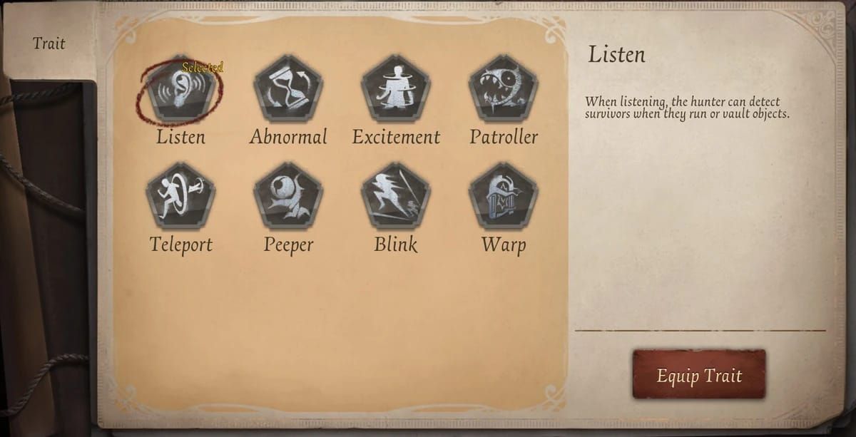 Identity V Trait Build 36 interface with Borrowed Time and Tide Turner for Matador counters