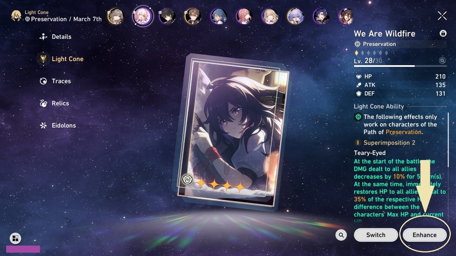 Dance! Dance! Dance! superimposition levels S1 to S5 in Honkai Star Rail