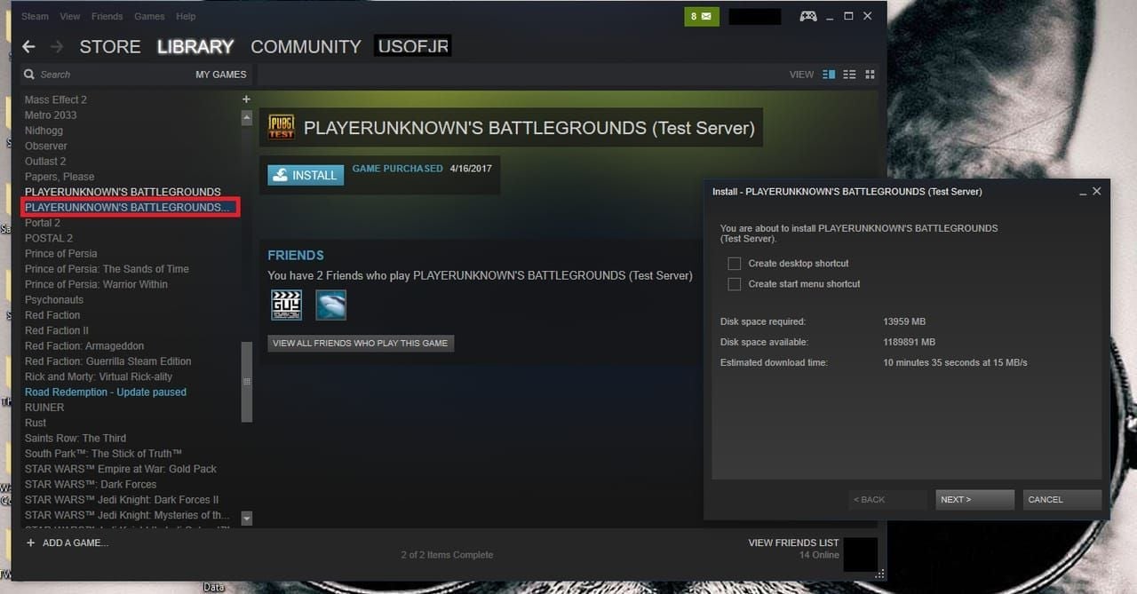 PUBG Mobile Events tab with Test Server Generate Binding Code option