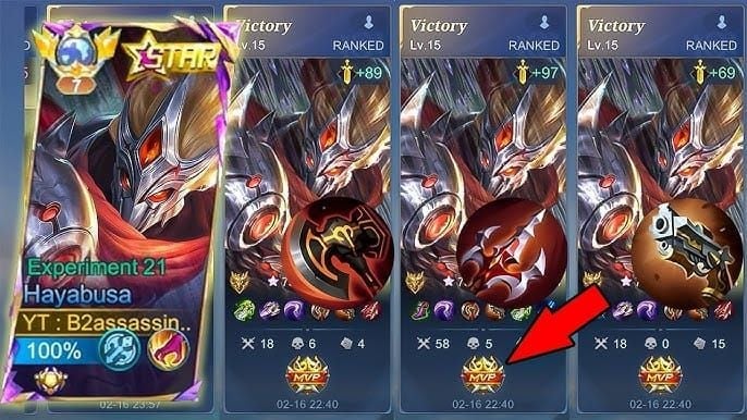 Honor of Kings Season 13 Hayabusa core item build progression including Boots of Tranquility, Hunter Strike, Blade of Despair, and Malefic Roar