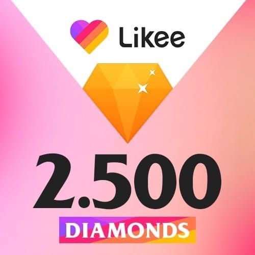 Guide image of Likee in-app diamond top-up packages ranging from 100 to 20,000 diamonds with pricing tiers