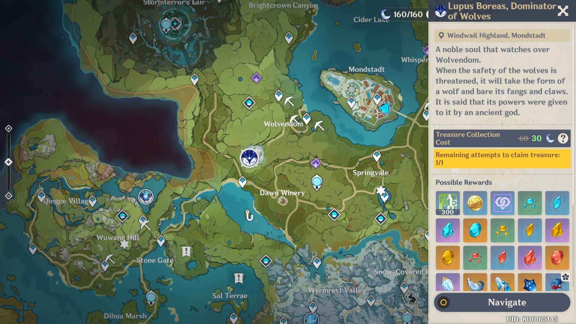 Genshin Impact Wolvendom map with Wolfhook locations