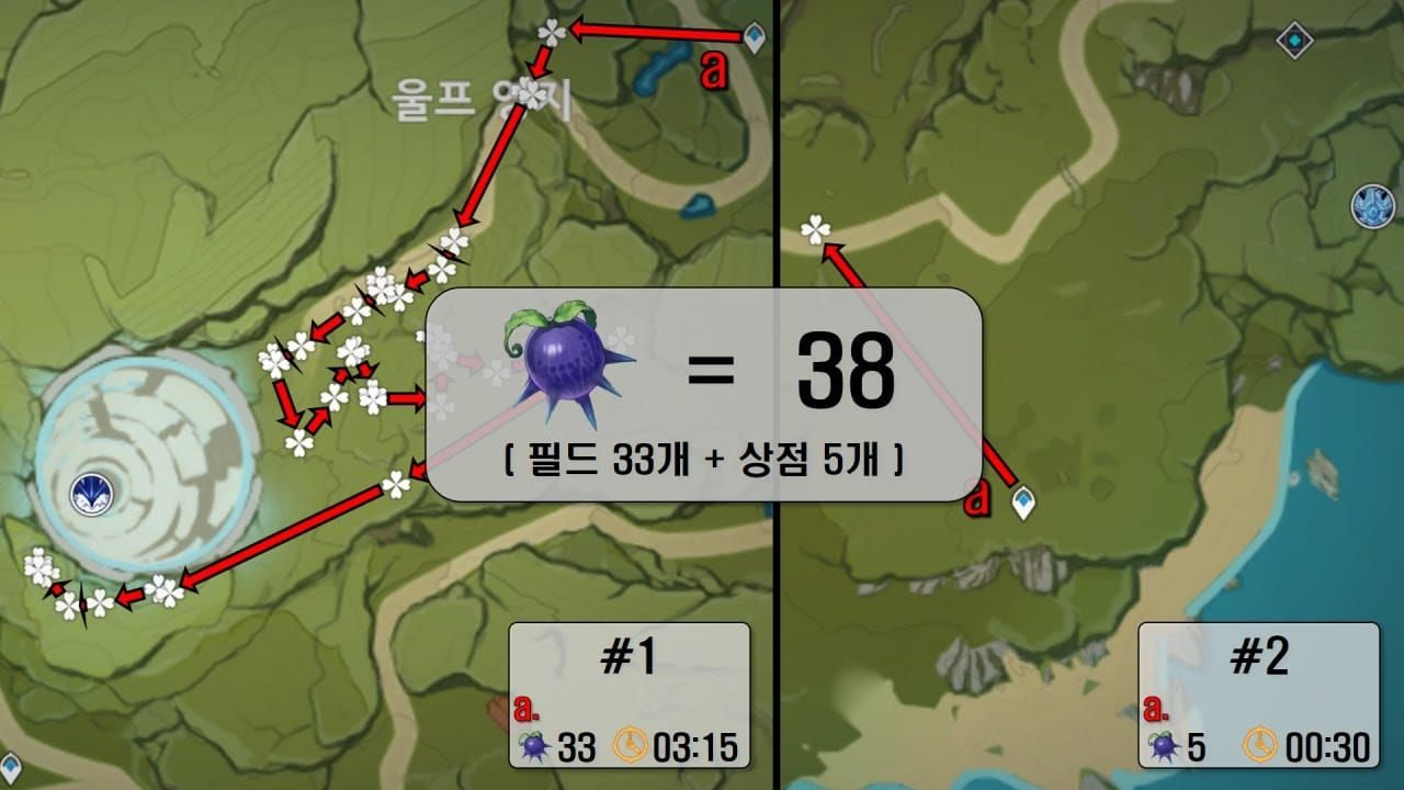 원신 몬드 고리고리 열매 수집 위치 맵