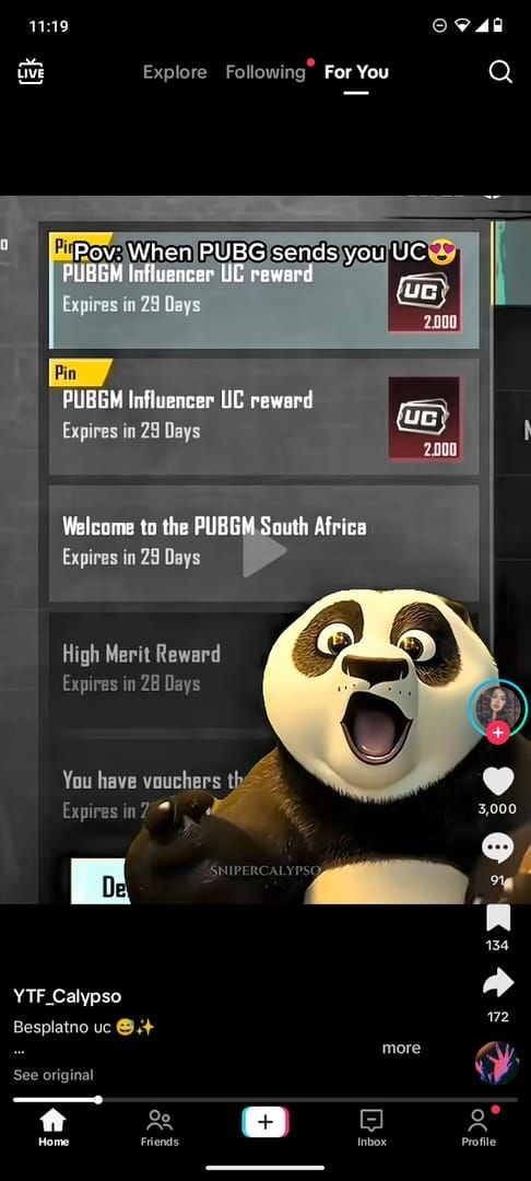 PUBG Mobile in-game mailbox with Redemption Reward mail for UC and items