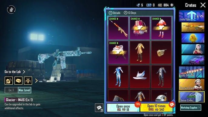 PUBG Mobile Classic Crate discount interface for Prime Plus members