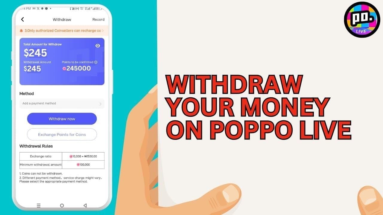Step-by-step guide to USDT withdrawal process in Poppo Live Coins app