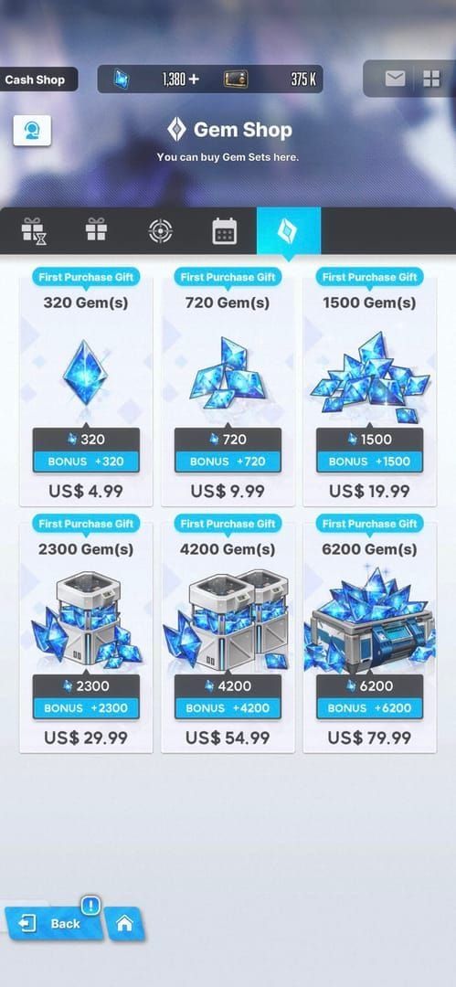 Goddess of Victory: NIKKE in-game shop interface showing First Purchase gem bundle tiers with 100% bonus