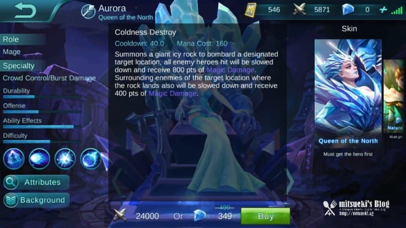 Mobile Legends Bang Bang Aurora skill cooldown comparison before and after March 2026 patch