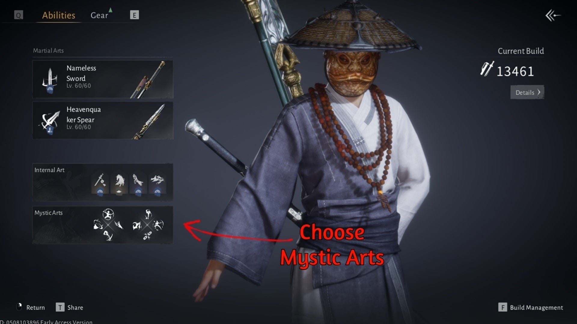 Where Winds Meet Mystic Arts equip UI with 8 slots and 4 quick slots visible
