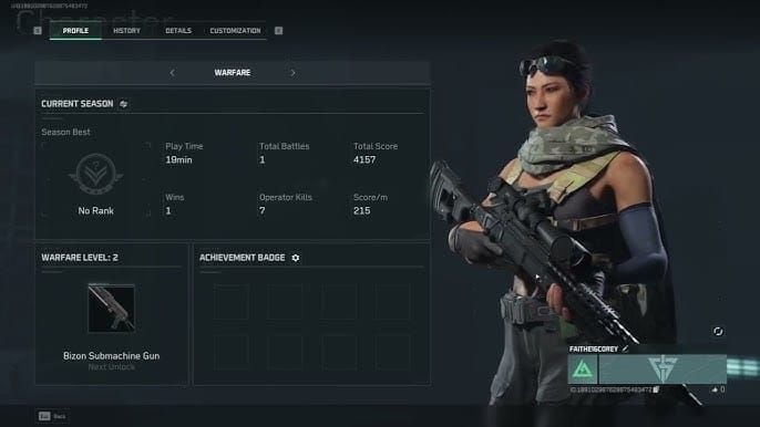 Delta Force Hawk Ops player ID profile screenshot