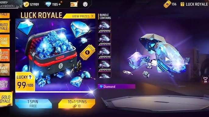 Free Fire in-game diamond balance check via avatar lobby EU TR