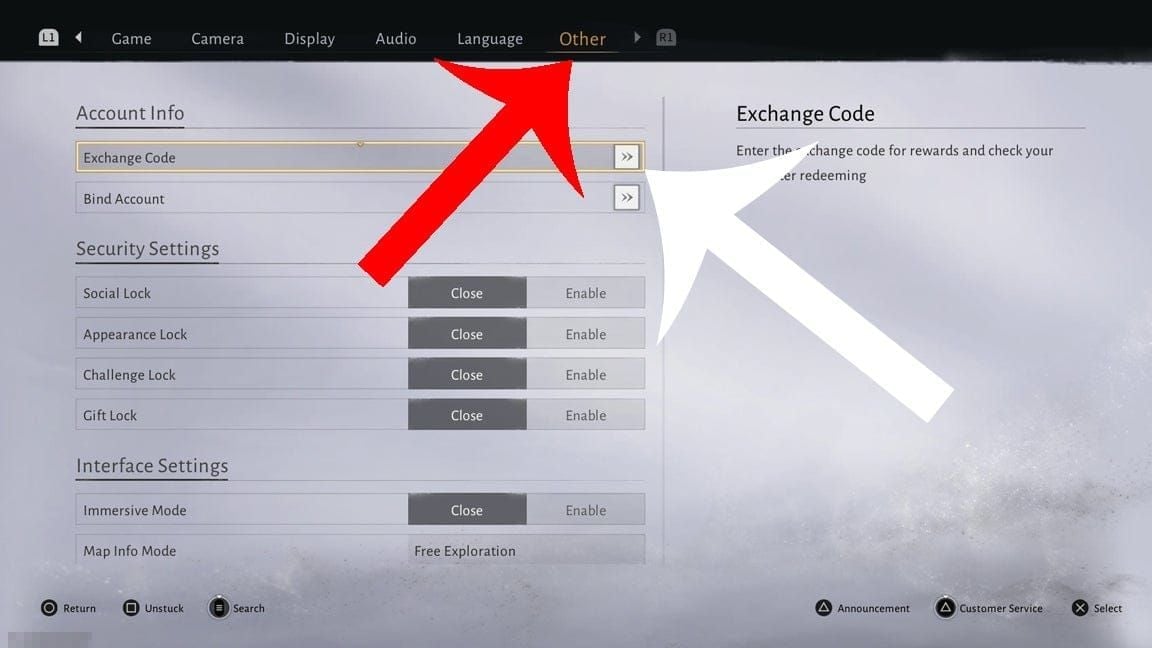 Where Winds Meet code redemption guide in settings menu