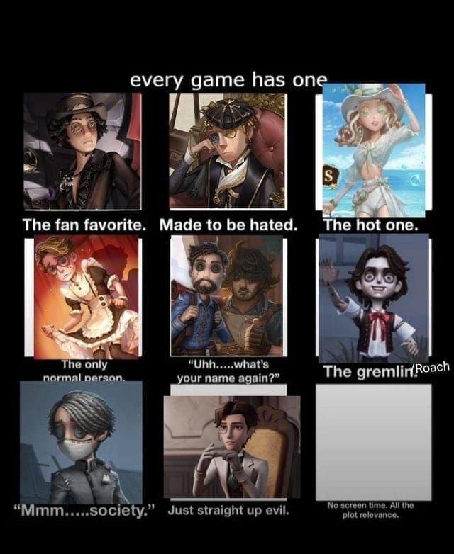 Identity V team composition portraits: Orpheus, Mechanic, and Doctor synergies