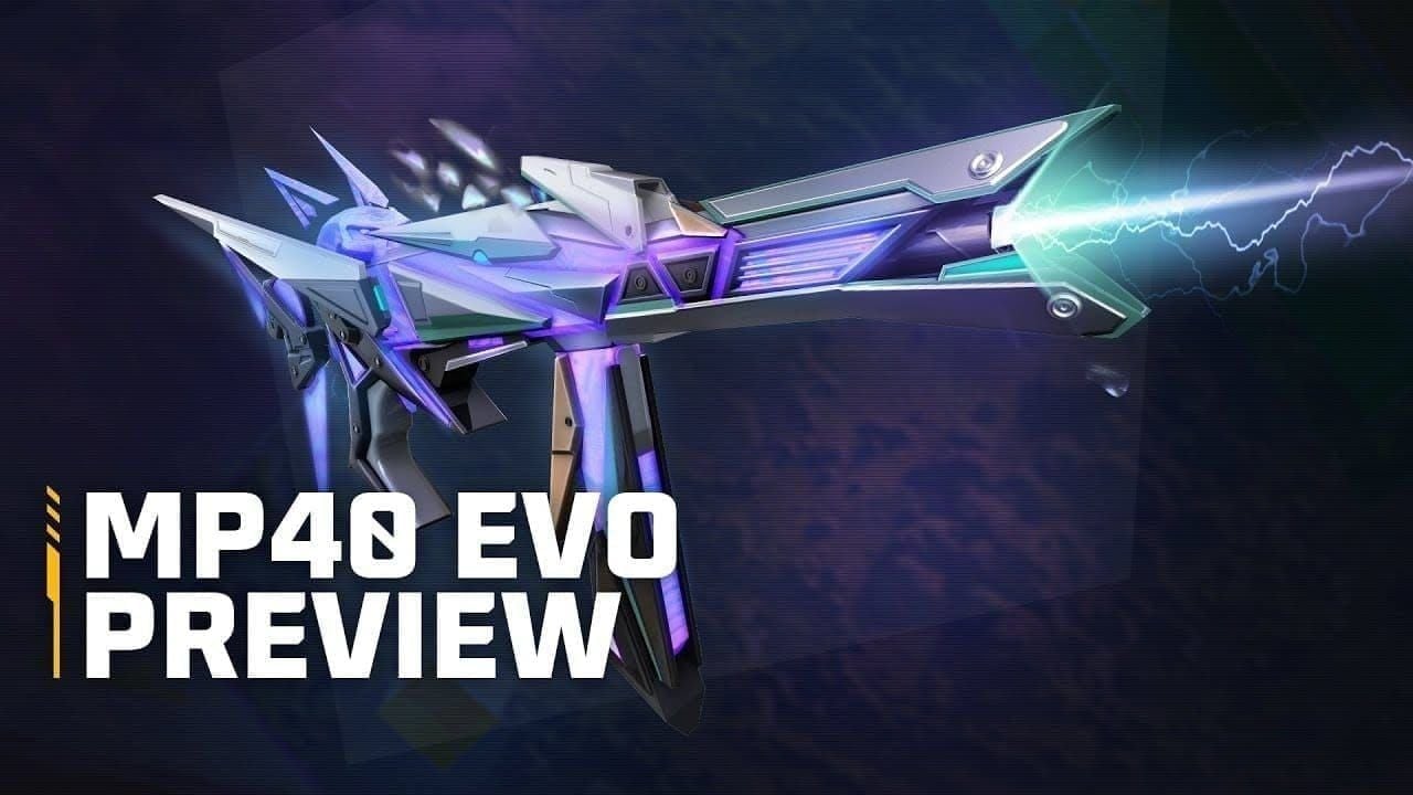 Free Fire Evo Vault MP40 Chromasonic skin preview with attributes on EU TR servers