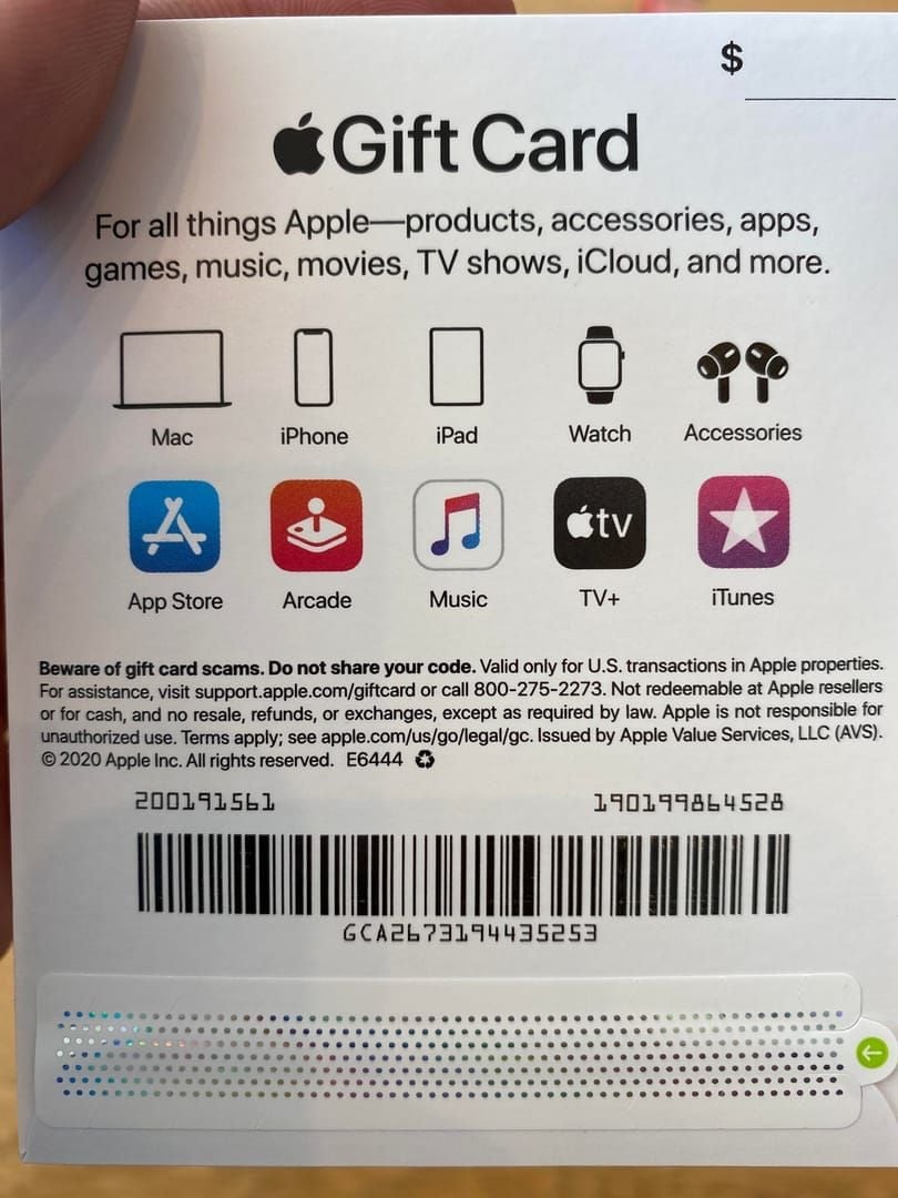 Guide to legitimate Apple Gift Card (US) features: 16-digit code starting with X, GCA serial prefix, intact PIN sticker