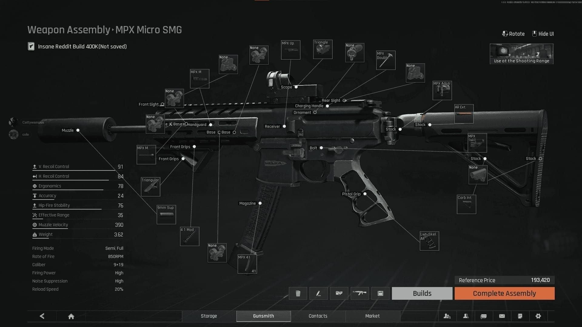 Arena Breakout MPX SMG loadout equipment view