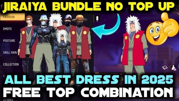 Free Fire Diamonds Jiraiya Naruto crossover character bundle artwork